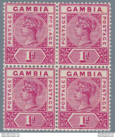 1898 GAMBIA, SG 38  1d. Carmine Block Of Four MLH/MNH */** - Otros & Sin Clasificación