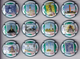 SERIE COMPLETA DE 12 PLACAS DE CAVA CON SELLOS DE FAROS (CAPSULE) FARO-LIGHTHOUSE-SELLO-STAMP - Spumanti