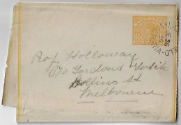 Australia Victoria 1896 Postal Stationery Wrapper Stamp Queen Victoria Half Penny Sent From Lancefield To Melbourne - Covers & Documents