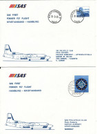 Norway - Germany SAS First Fokker F27 Flight Kristiansand - Hamburg 31-3-1985 And Return 2 Covers - Brieven En Documenten