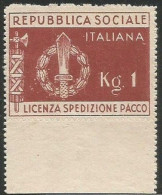 Italy Social Republic RSI Pacchi Postali Militari Soldiers Parcel Post 1Kg Value #LP1 No Gum Bordo Foglio Sheet Margin - Paquetes Postales