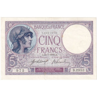 France, 5 Francs, Violet, 1918-07-25, B.2953, SUP - 5 F 1917-1940 ''Violet''