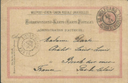 AUTRICHE CARTE 5c ST WOLFGANG POUR BERCK SUR MER ( PAS DE CALAIS ) DE 1896  LETTRE COVER - Briefkaarten