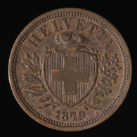  Suisse / Switzerland, , 2 Rappen, 1879, Bern, Bronze, TTB+ (AU),
KM#4.1 - Conmemorativos