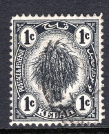 Malaysian States - Kedah - 1922-40 Rice & Ploughing - 1c Black Used (SG 52) - Kedah