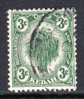 Malaysian States - Kedah - 1922-40 Rice & Ploughing - 3c Green Used (SG 53) - Kedah