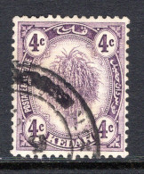 Malaysian States - Kedah - 1922-40 Rice & Ploughing - 4c Violet Used (SG 54) - Kedah