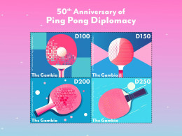 GAMBIA 2023 MNH 50th Anniversary Of Ping-Pong Diplomacy (2306) M/S – OFFICIAL ISSUE – DHQ2425 - Tenis De Mesa