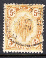 Malaysian States - Kedah - 1922-40 Rice & Ploughing - 5c Yellow Used (SG 55) - Kedah