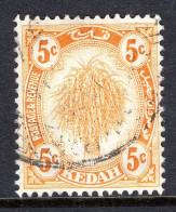 Malaysian States - Kedah - 1922-40 Rice & Ploughing - 5c Yellow Used (SG 55) - Kedah