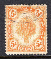 Malaysian States - Kedah - 1922-40 Rice & Ploughing - 5c Yellow Used (SG 55) - Kedah