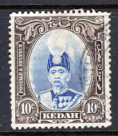 Malaysian States - Kedah - 1937 Sultan Abdul Hamid Halimshah - 10c Ultramarine & Sepia Used (SG 60) - Kedah