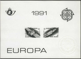 Belgie 1991 Europa CEPT 2406/07 - Espace Satellite, Aerospace Hermes Satellite - Zwart-wit Velletje - Feuillets N&B Offerts Par La Poste [ZN & GC]