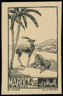 MAROC Poste EPA - 231B, Petite épreuve D'artiste En Noir, Typo: 4.50f. Gazelles - Other & Unclassified