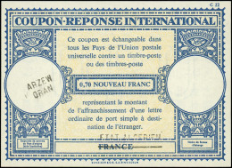 ALGERIE Coupons Réponse N - 20, Coupon 0.70 Nouveau Franc, Surcharge Griffe Noire "Etat Algérien" 1963 - Altri & Non Classificati