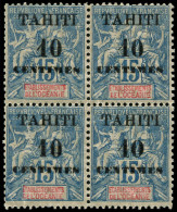 TAHITI Poste ** - 33Ad, Bloc De 4 Dont 1 Ex. Type II: 10c. S. 15c. Bleu (Maury) - Cote: 150 - Neufs