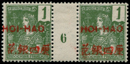 HOI-HAO Poste * - 32, Paire Millésime "6": 1c. Vert-olive Foncé - Cote: 245 - Unused Stamps
