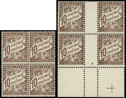 ANDORRE Taxe ** - 18, Bloc De 4, Timbres Plus Petits (+ Normaux): 50c Brun (Maury) - Cote: 100 - Unused Stamps