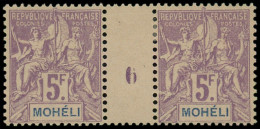 MOHELI Poste * - 16, Paire Millésime 6 (1 Ex **): 5f. Violet Sur Gris - RR - - Cote: 1750 - Unused Stamps