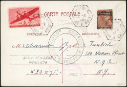 FRANCE PA. Militaire Richelieu CP - 1, Surcharge Renversée Sur CP 22/9/43, Signé Scheller + Certificat - 1927-1959 Storia Postale