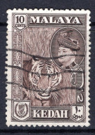 Malaysian States - Kedah - 1957 Pictorials - Sultan Badlishah - 10c Tiger Used (SG 97) - Kedah