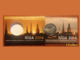 Latvia 2 EURO Coincard BU 2014 RIGA European Capital Of Culture VERY RARE!!! - Lettonie