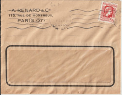 FEV.1945 - MARIANNE D'ALGER SEUL SUR LETTRE ! RARE YT 638 / ENVELOPPE COMMERCIALE De PARIS - 1944 Coq Et Marianne D'Alger