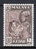 Malaysian States - Kedah - 1959-62 Pictorials - New Sultan - 10c Tiger - Brown - HM (SG 109) - Kedah