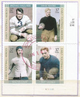 USA 2003 Early Football Heroes Cpl Plate Block 4v Set VFU On Single Piece - Sc. # 3808/11 - Plattennummern