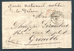RC 27924 FRANCE 1871 GARDE NATIONAL MOBILISÉ DE LA DROME LETTRE DE VALENCE SUR RHONE POUR GRENOBLE - War 1870