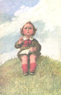 Wally Fialkowska:Wondereing Girl With Pencil On Hill, Nr. 959, Pre 1940 - Fialkowska, Wally