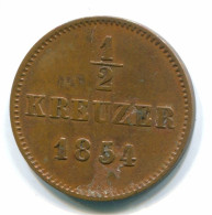 1/2 KREUZER 1854 BAVARIA DEUTSCHLAND Münze GERMANY #DE10125.3.D.A - Andere & Zonder Classificatie