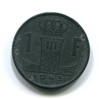 1 FRANC 1943 BELGIQUE-BELGIE BELGIEN BELGIUM Münze #BB405.D.A - 1 Frank