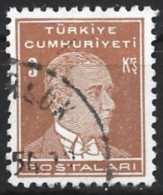 Turkey 1953. Scott #1120 (U) Mustafa Kemal Pasha (Kemal Atatürk) - Usati