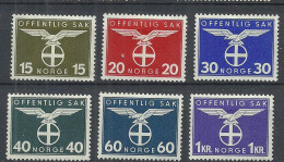NORWAY 1942-1944 Dienstmarken. 6 Stamps From Set Michel 44 - 54 * - Dienstzegels
