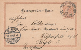 Autriche Entier Postal Theresienstadt Pour L'Allemagne 1878 - Briefkaarten