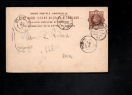 GB ENTIER CARTE DE LONDRES POUR LA FRANCE 1884 - Cartas & Documentos