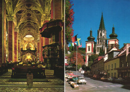 MARIAZELL, STYRIA, MULTIPLE VIEWS, ARCHITECTURE, BASILICA, FLAGS, CAR, TOWER, AUSTRIA, POSTCARD - Mariazell