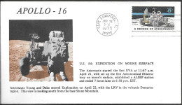 US Space Cover 1972. "Apollo 16" EVA-2 Lunar Rover - Verenigde Staten
