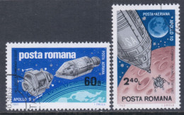 Romania 1969 Mi# 2779-2780 Used - US Space Explorations, Apollo 9 And 10 - Europa