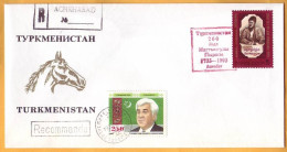 1993 Turkmenistan  Achkhabad Poet Makhtumkuli, President Niyazov Cover Used - Turkmenistan