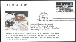 US Space Cover 1972. "Apollo 17" EVA-2 Lunar Rover - Verenigde Staten