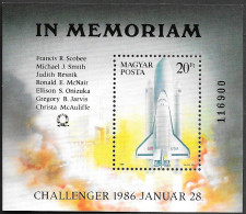 Hungary Space S/ Sheet 1986 MNH. Challenger STS-51L IN MEMORIAM Explosion Accident - Europe