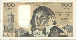 FRANCE 500 FRANCS 05/01/1984 - 500 F 1968-1993 ''Pascal''