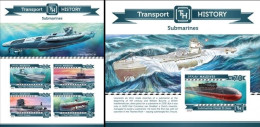 Maldives 2015, Transport, Submarine, 4val In BF+BF IMPERFORATED - Sottomarini