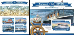 Maldives 2015, Transport, Ships, Titanic, Columbus, 4val In BF+BF IMPERFORATED - Cristoforo Colombo