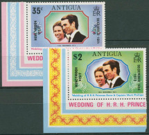 Antigua 1973 Prinzessin Anne Hochzeitsreise 312/13 Ecke Postfrisch - 1960-1981 Autonomie Interne