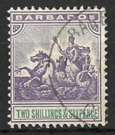 BARBADOS....QUEEN VICTORIA..(1837-01..)...." 1892.."....2/6.....CA......SG115........(CAT.VAL.£325...).... CDS.....USED. - Barbados (...-1966)