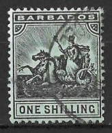 BARBADOS....KING EDWARD VII..(1901-10..)..." 1909..".....1/-......SG169......(CAT.VAL.£25..)...... CDS......VFU.... - Barbados (...-1966)