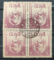 C 241 Brazil Stamp Fight Against Cancer Health Map Sword 1948 Block Of 4 CPD RJ 1 - Enteros Postales